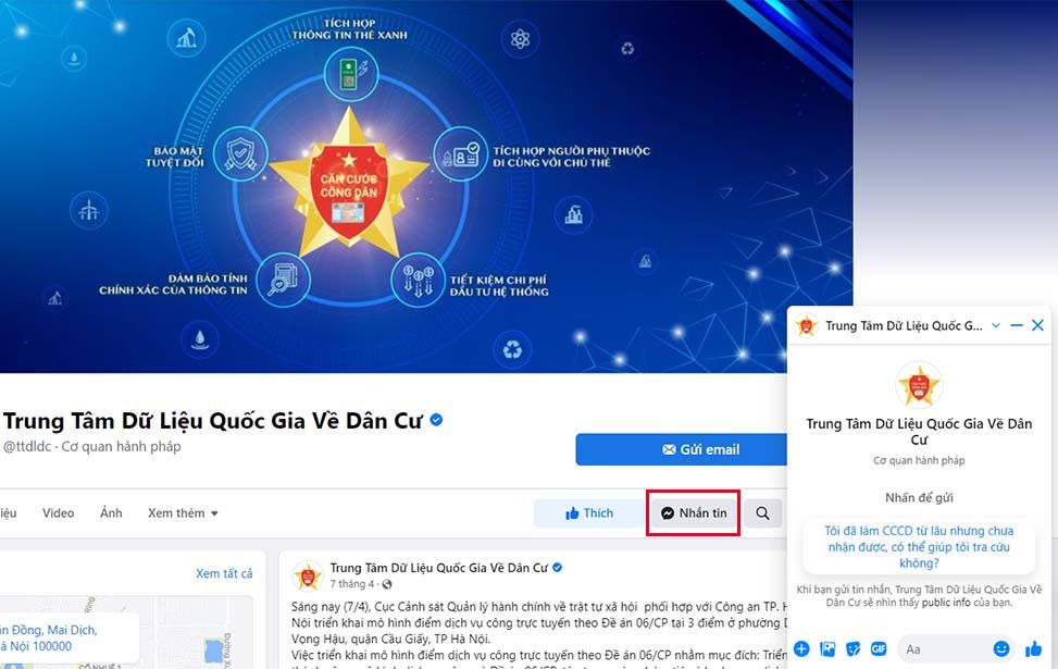 Cách tra cứu tình trạng thẻ CCCD gắn chip qua Facebook