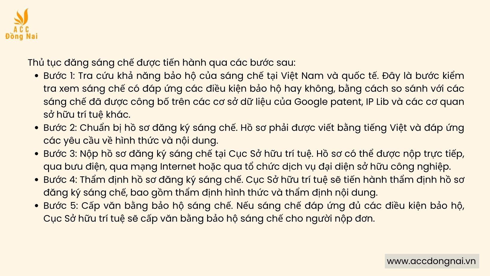 Trình tự và thủ tục đăng ký sáng chế