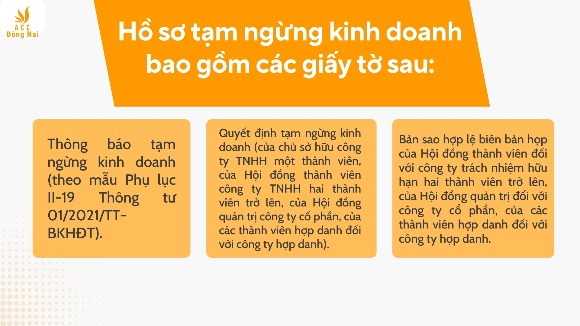 Hồ sơ thực hiện thủ tục tạm ngừng kinh doanh