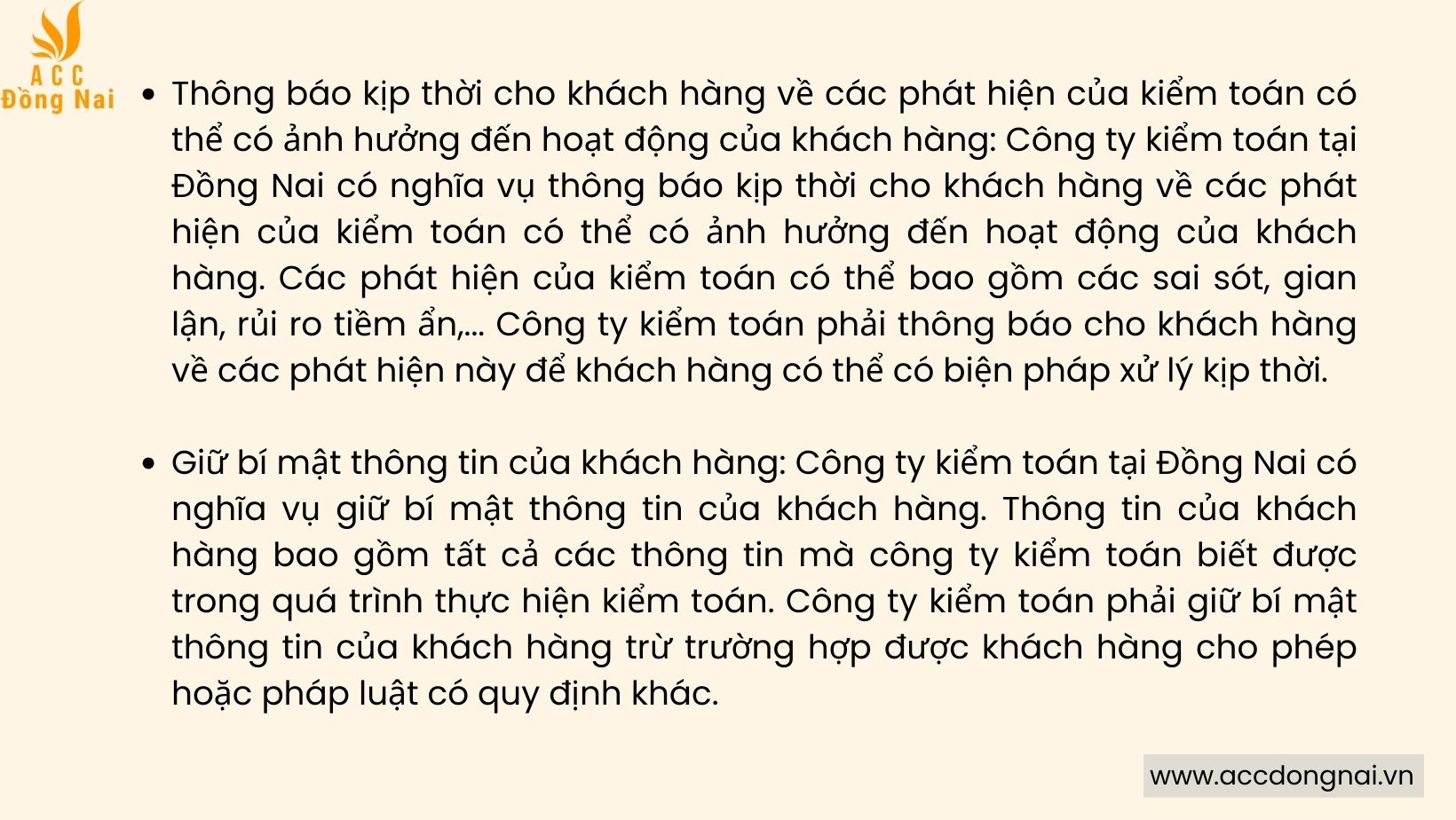 Nghĩa vụ của công ty kiểm toán tại Đồng Nai là gì?