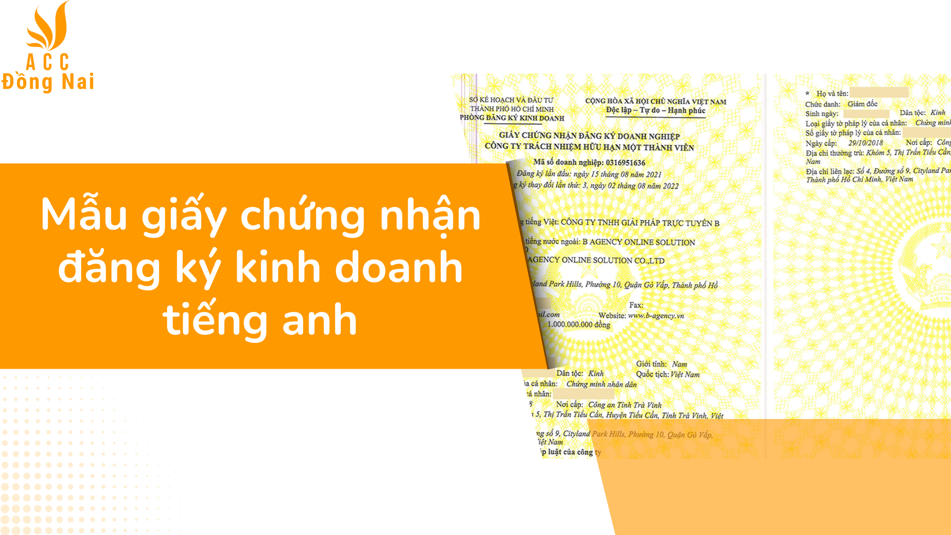 Mẫu giấy chứng nhận đăng ký kinh doanh tiếng anh