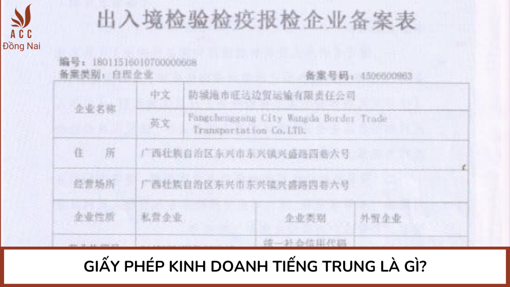 Giấy phép kinh doanh tiếng Trung là gì?