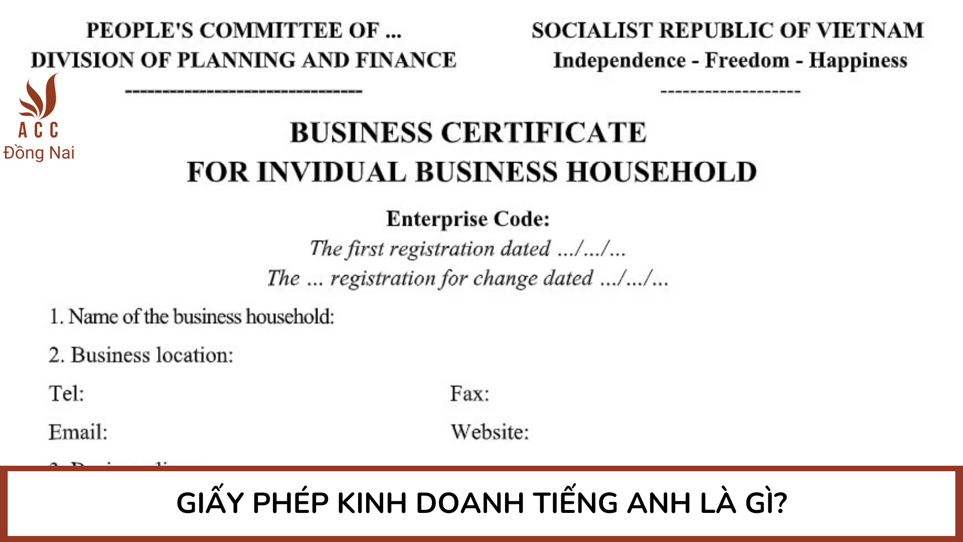 Giấy phép kinh doanh tiếng Anh là gì?