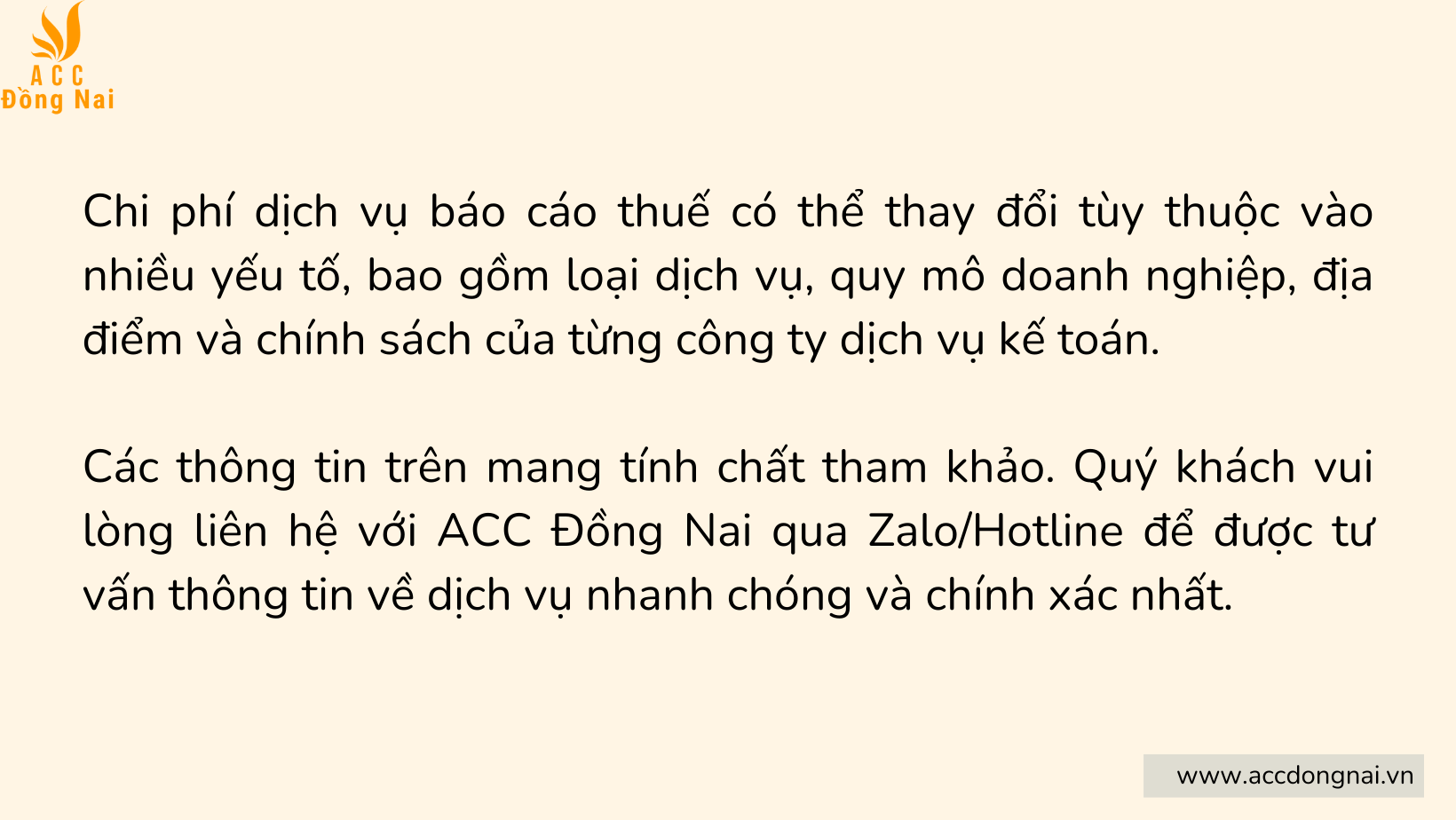 Chi phí dịch vụ báo cáo thuế