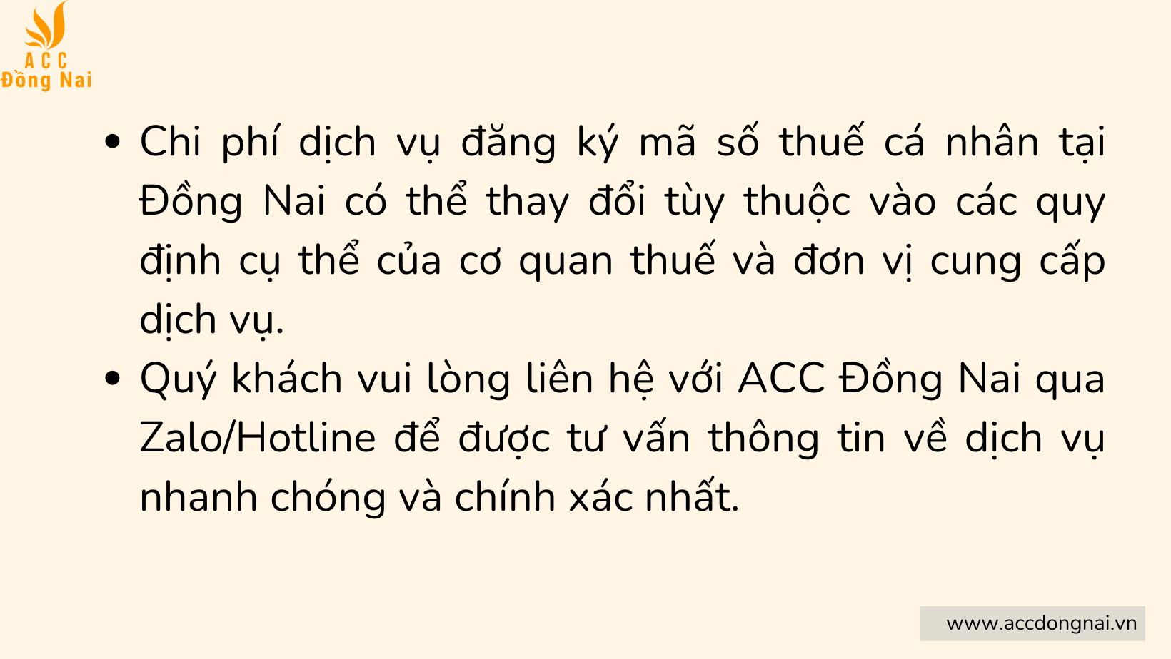 Chi phí dịch vụ đăng ký mã số thuế cá nhân tại Đồng Nai