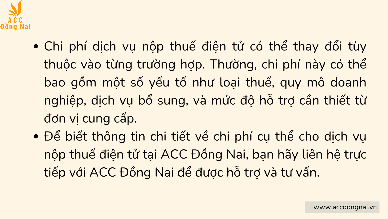 Chi phí dịch vụ nộp thuế điện tử tại Đồng Nai