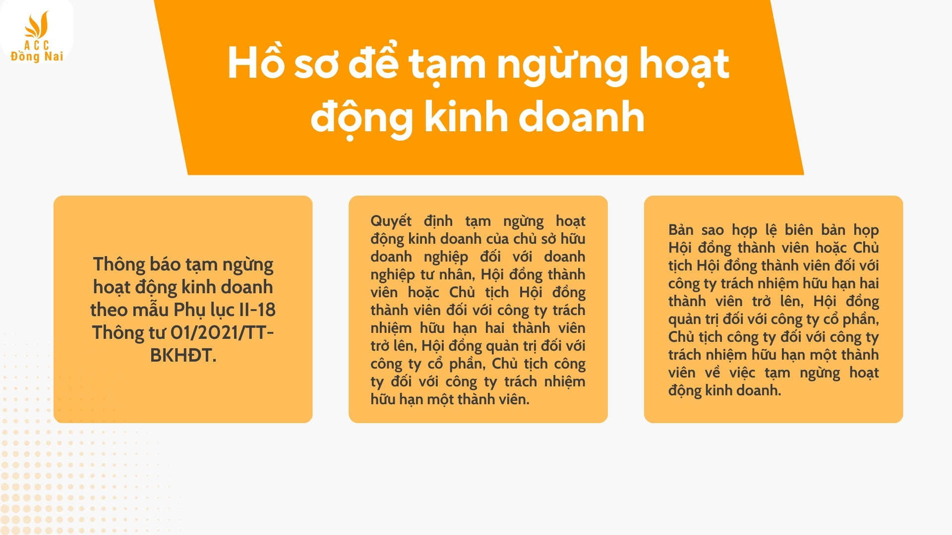 Hồ sơ để tạm ngừng hoạt động kinh doanh