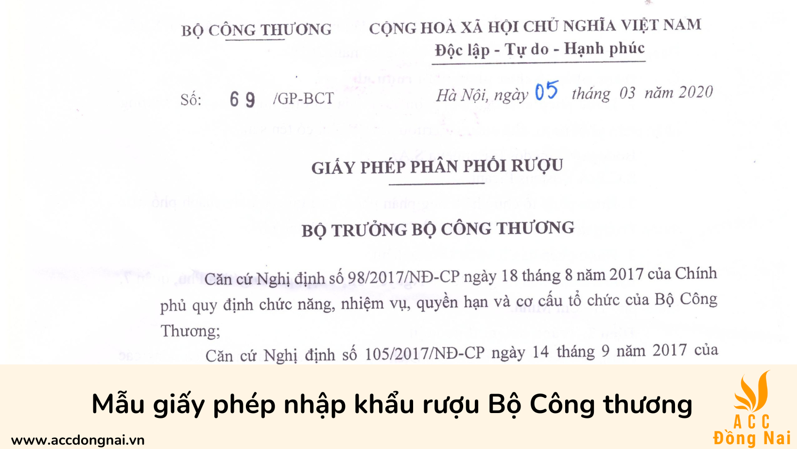 Mẫu giấy phép nhập khẩu rượu Bộ Công thương