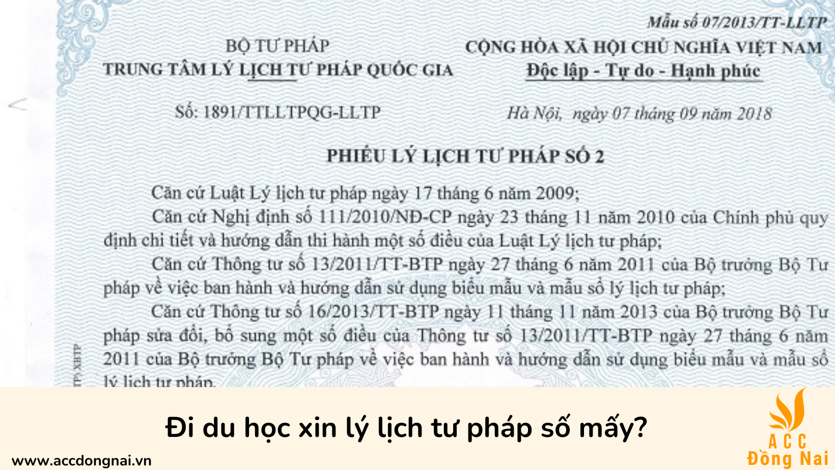 Đi du học xin lý lịch tư pháp số mấy?