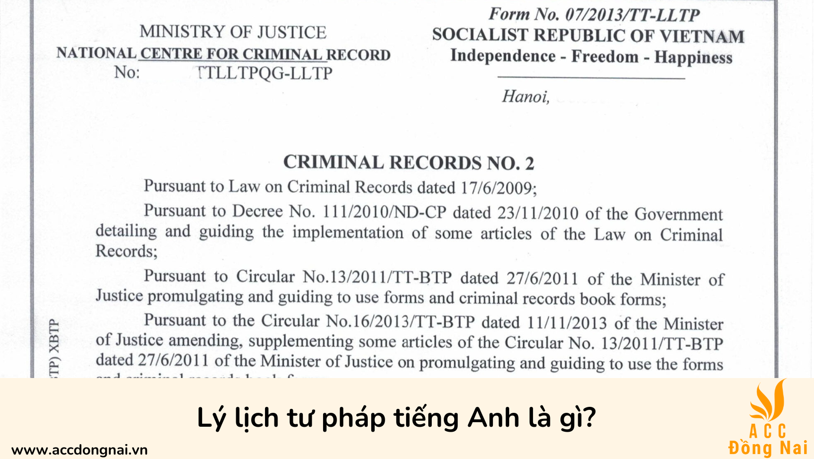 Lý lịch tư pháp tiếng Anh là gì?