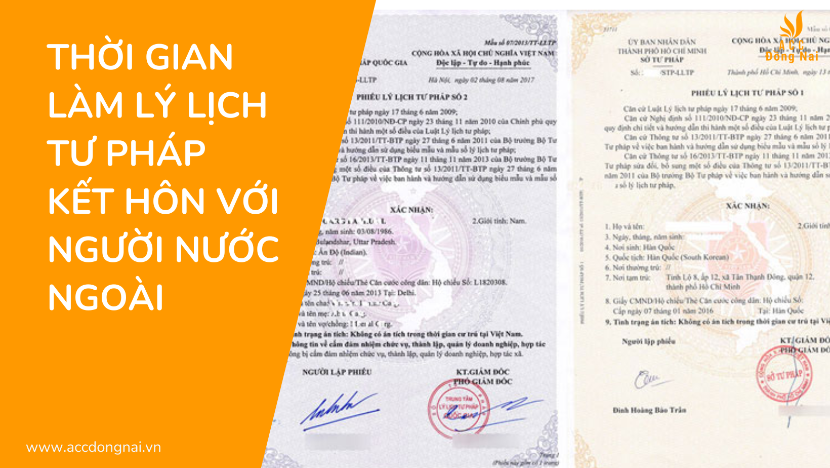 Thời gian làm lý lịch tư pháp kết hôn với người nước ngoài