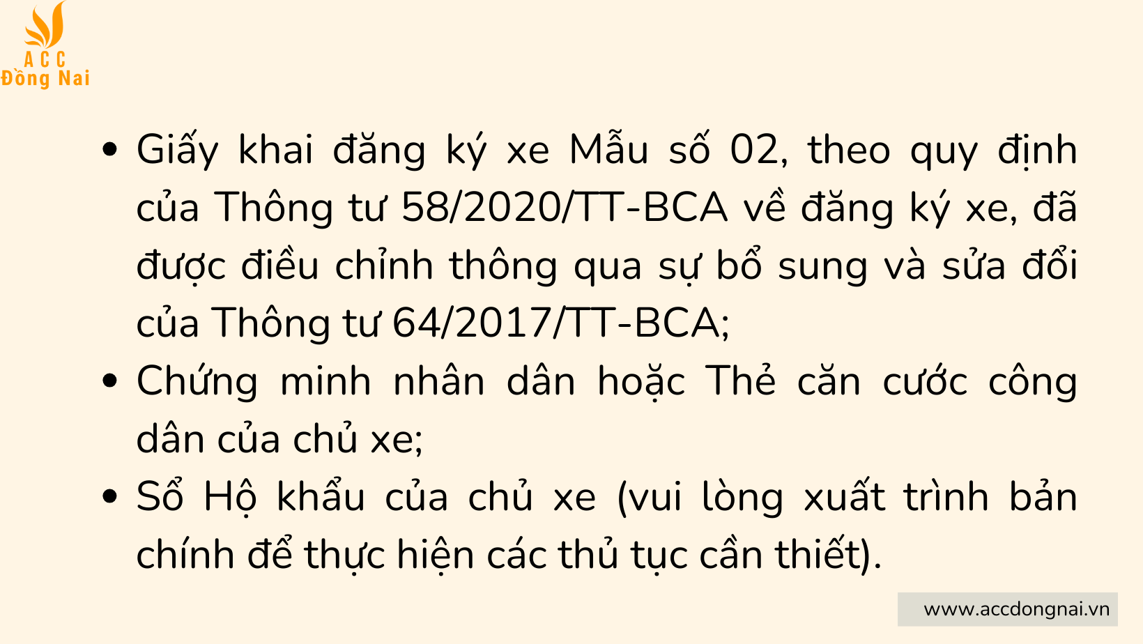 Các giấy tờ, chứng từ khách hàng cần cung cấp khi sử dụng dịch vụ tại ACC Đồng Nai