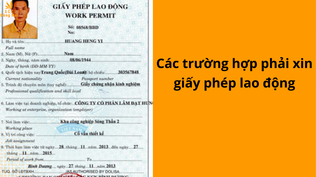 Các trường hợp phải xin giấy phép lao động