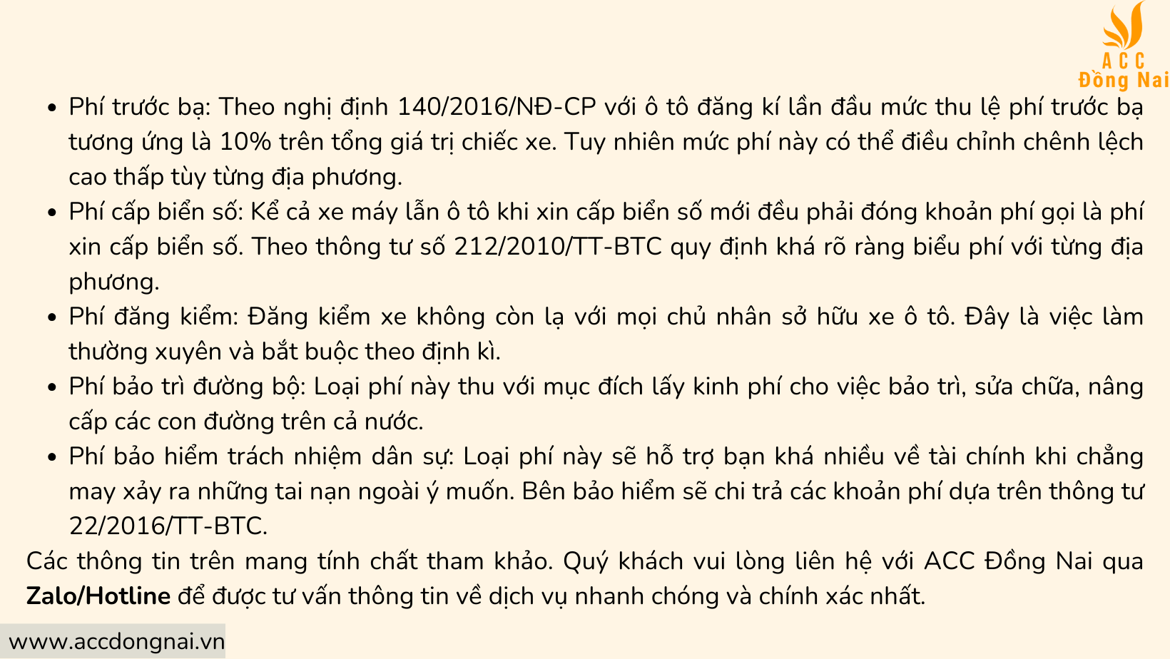 Chi phí dịch vụ đăng ký xe ô tô