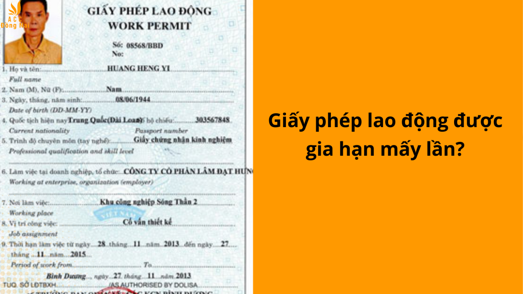 Giấy phép lao động được gia hạn mấy lần