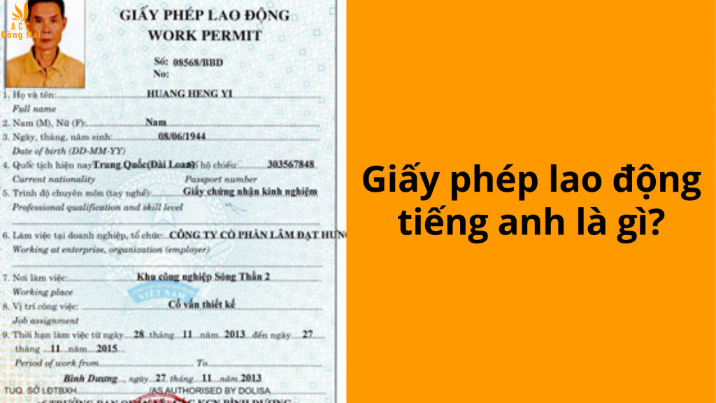 Giấy phép lao động tiếng anh là gì?