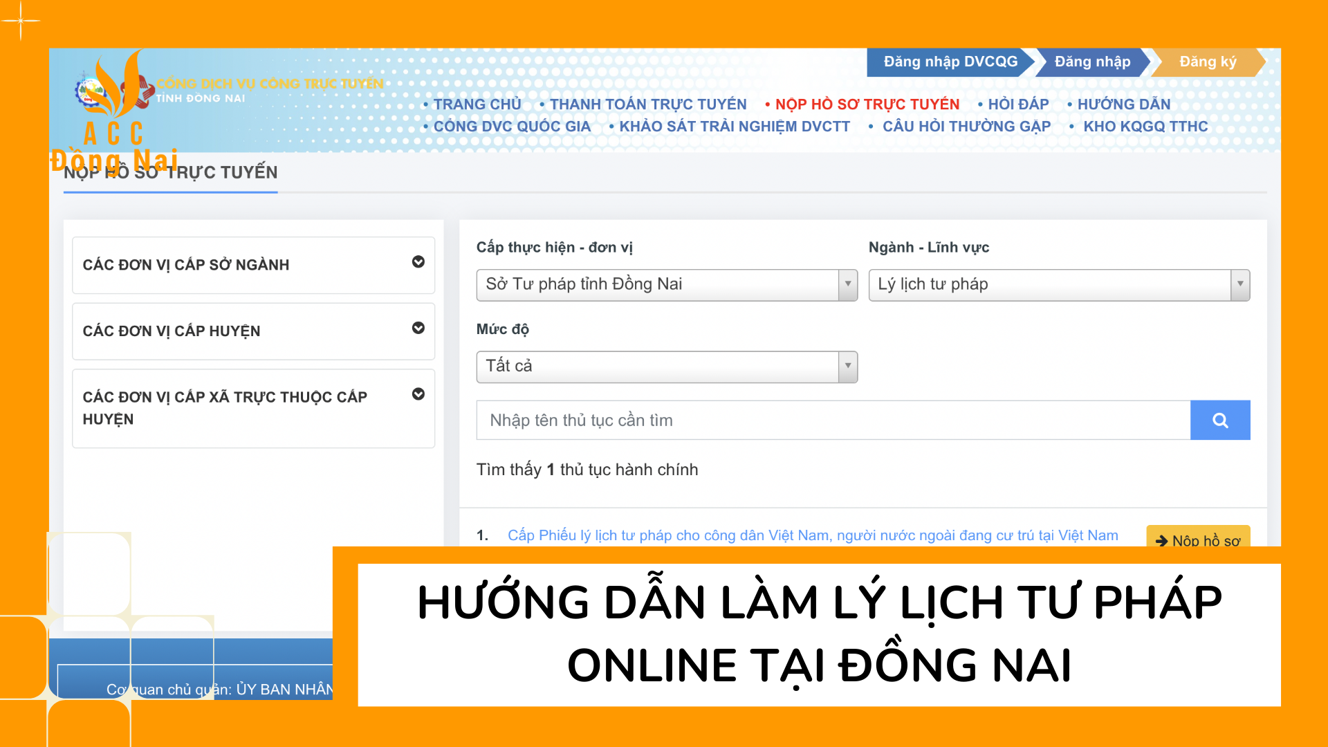 Hướng dẫn làm Lý lịch tư pháp online tại Đồng Nai