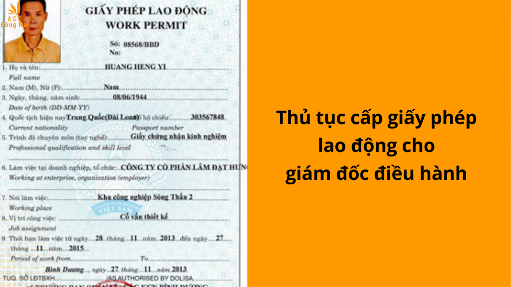 Thủ tục cấp giấy phép lao động cho giám đốc điều hành