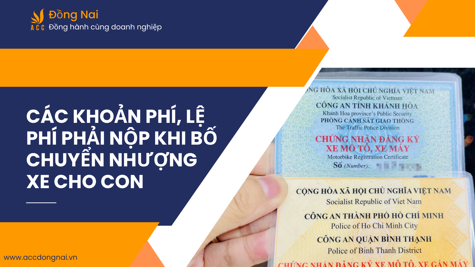 Các khoản phí phải trả khi nhận chuyển nhượng xe cho con 