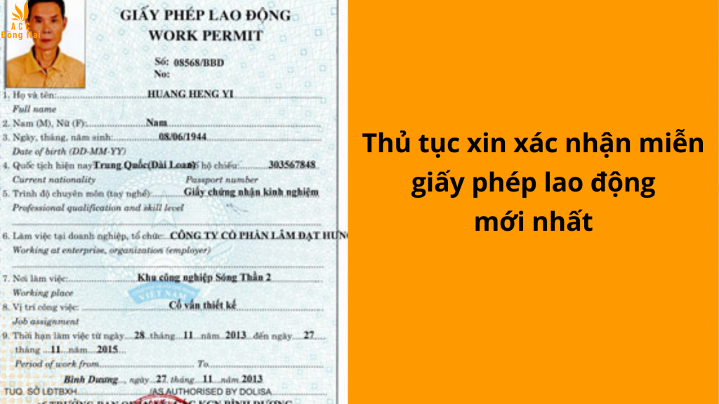 Thủ tục xin xác nhận miễn giấy phép lao động mới nhất