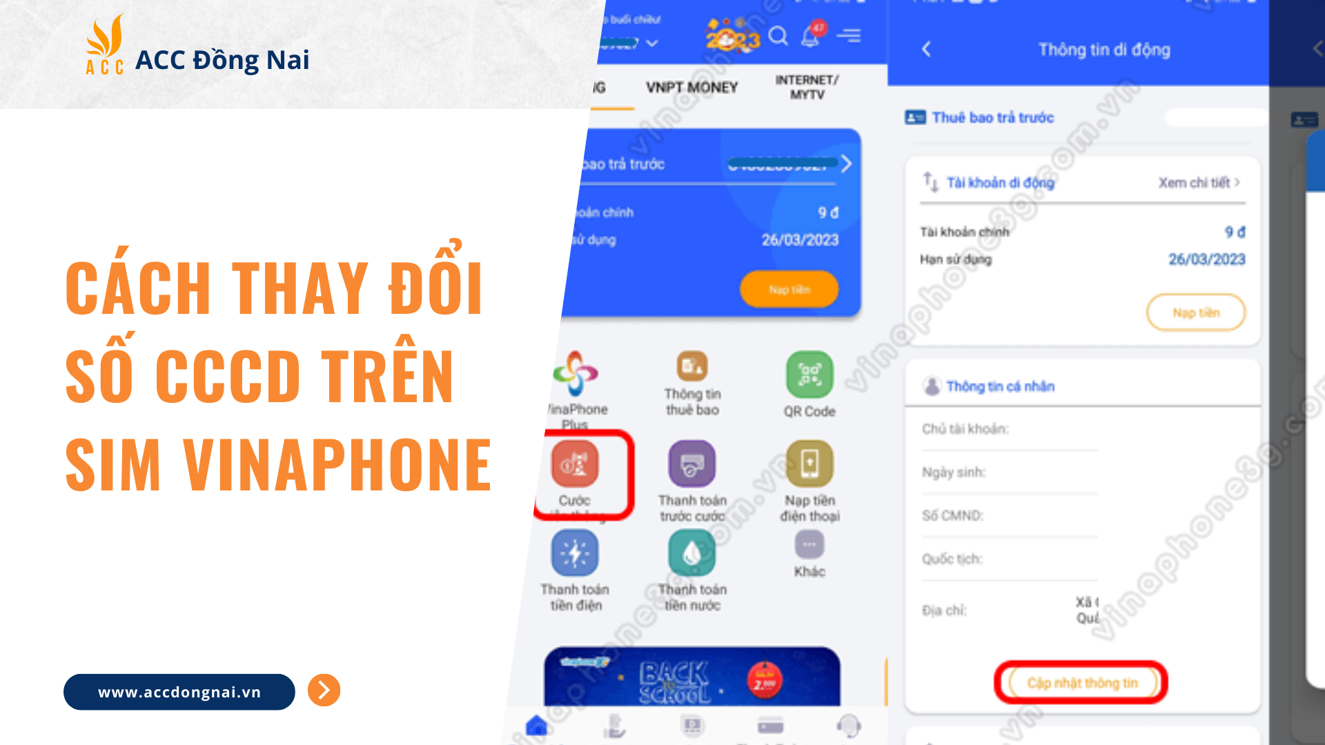 Cách thay đổi số CCCD trên sim Vinaphone