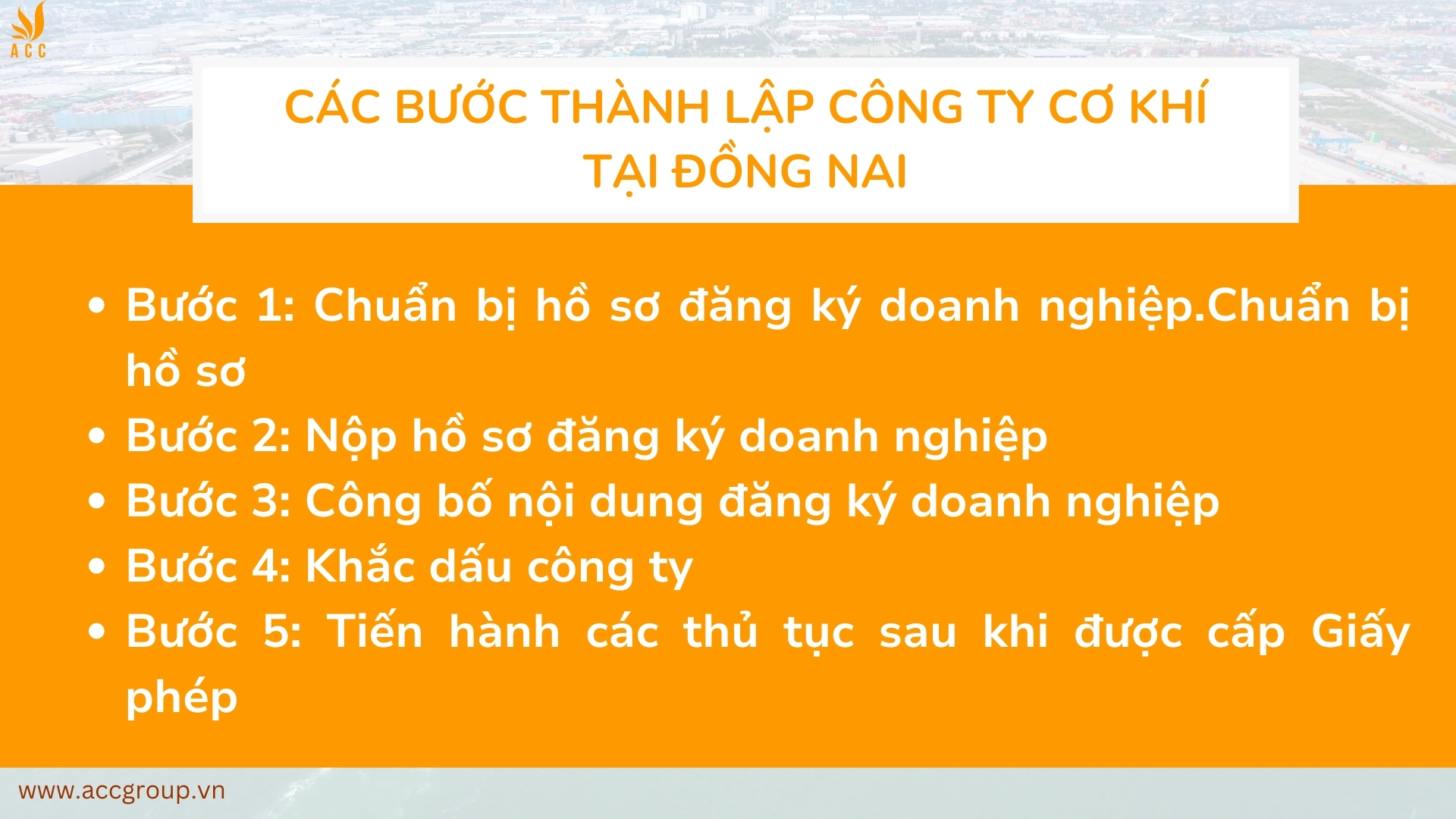 Các bước thành lập công ty cơ khí chế tạo tại Đồng Nai