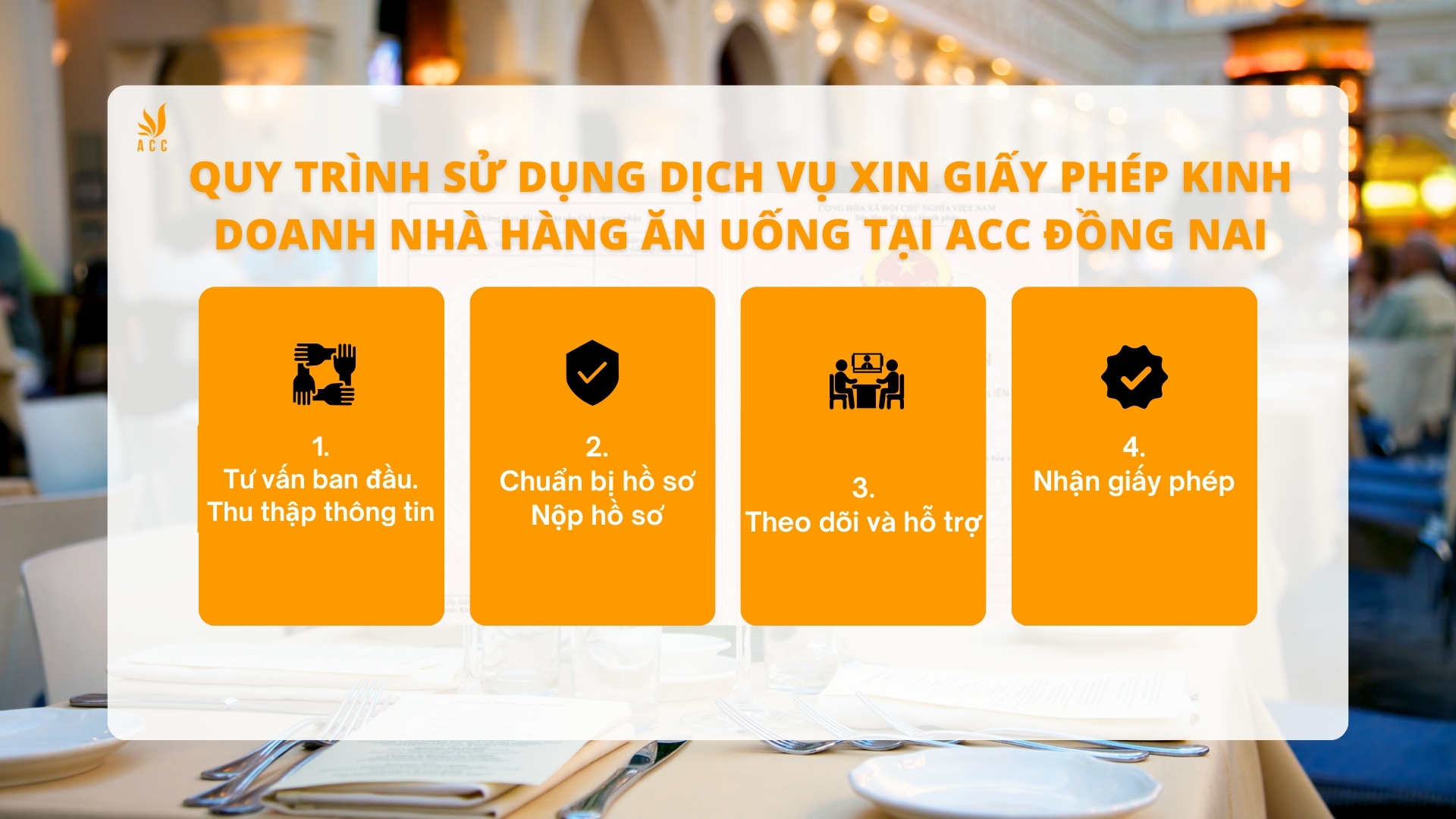 Quy trìnhh sử dụng dịch vụ xin giấy phép kinh doanh nhà hàng ăn uống tại ACC Đồng Nai