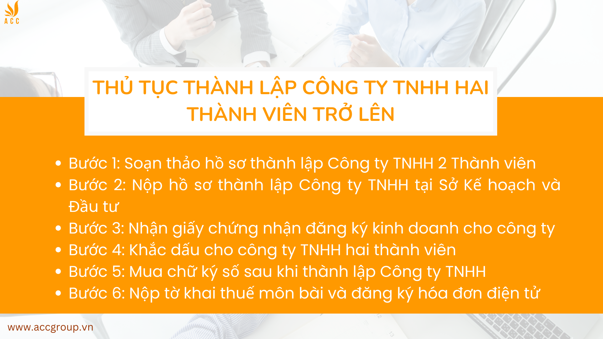 Thủ tục đăng ký thành lập công ty TNHH hai thành viên trở lên