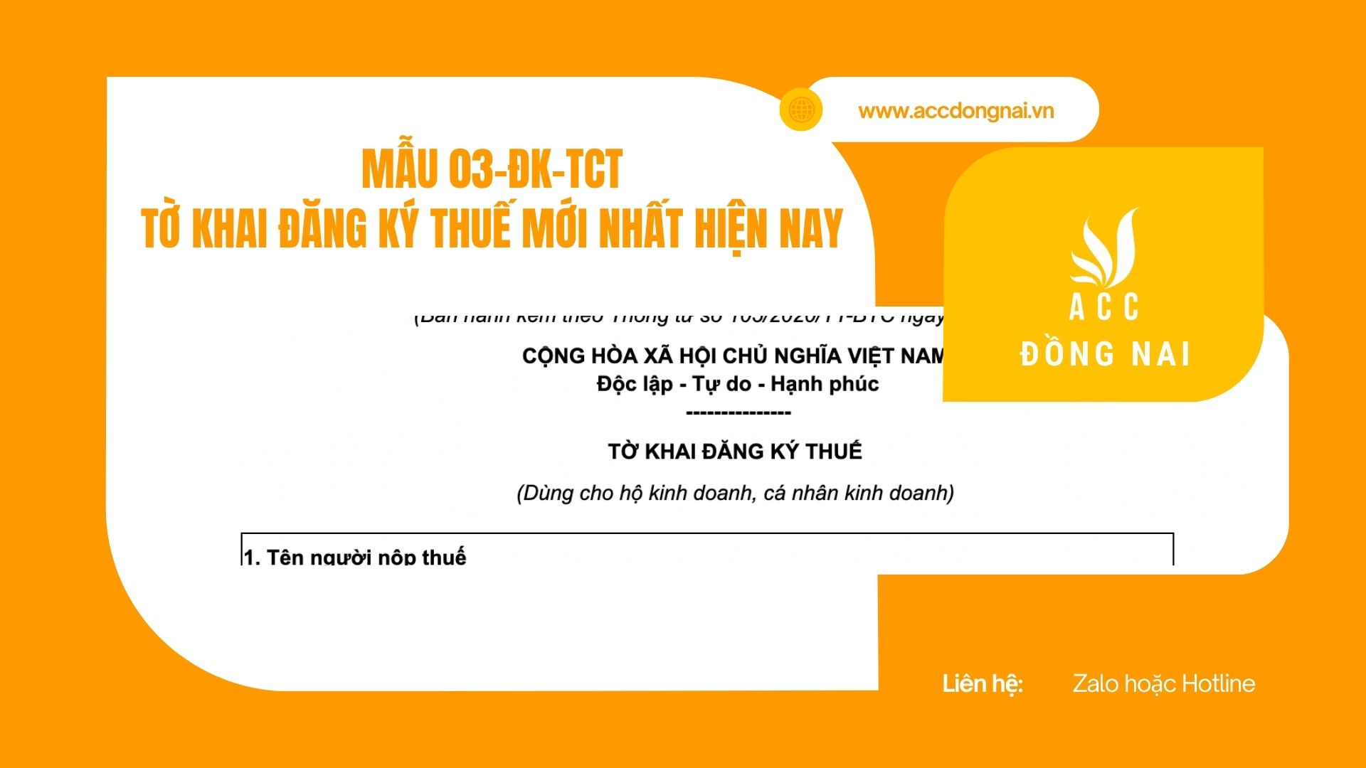 Mẫu 03-ĐK-TCTTờ khai đăng ký thuế mới nhất hiện nay