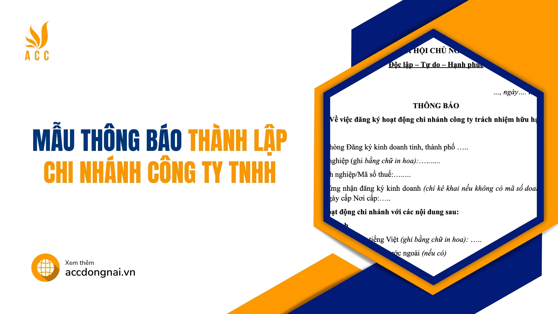 Mẫu thông báo thành lập chi nhánh công ty TNHH