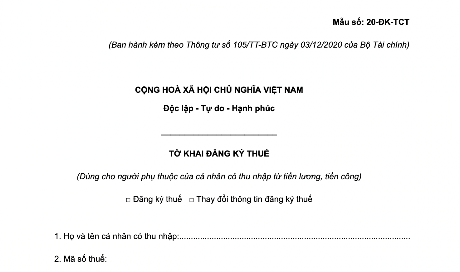 Thông báo về việc khôi phục mã số thuế 