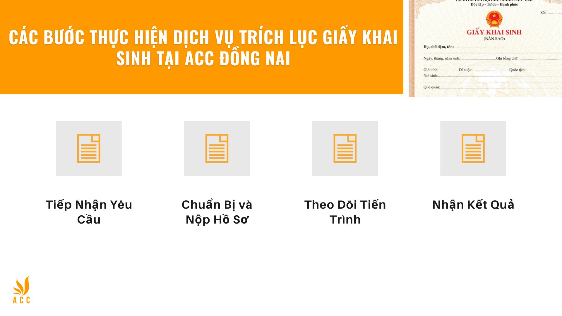 Các bước thực hiện dịch vụ trích lục giấy khai sinh tại ACC Đồng Nai