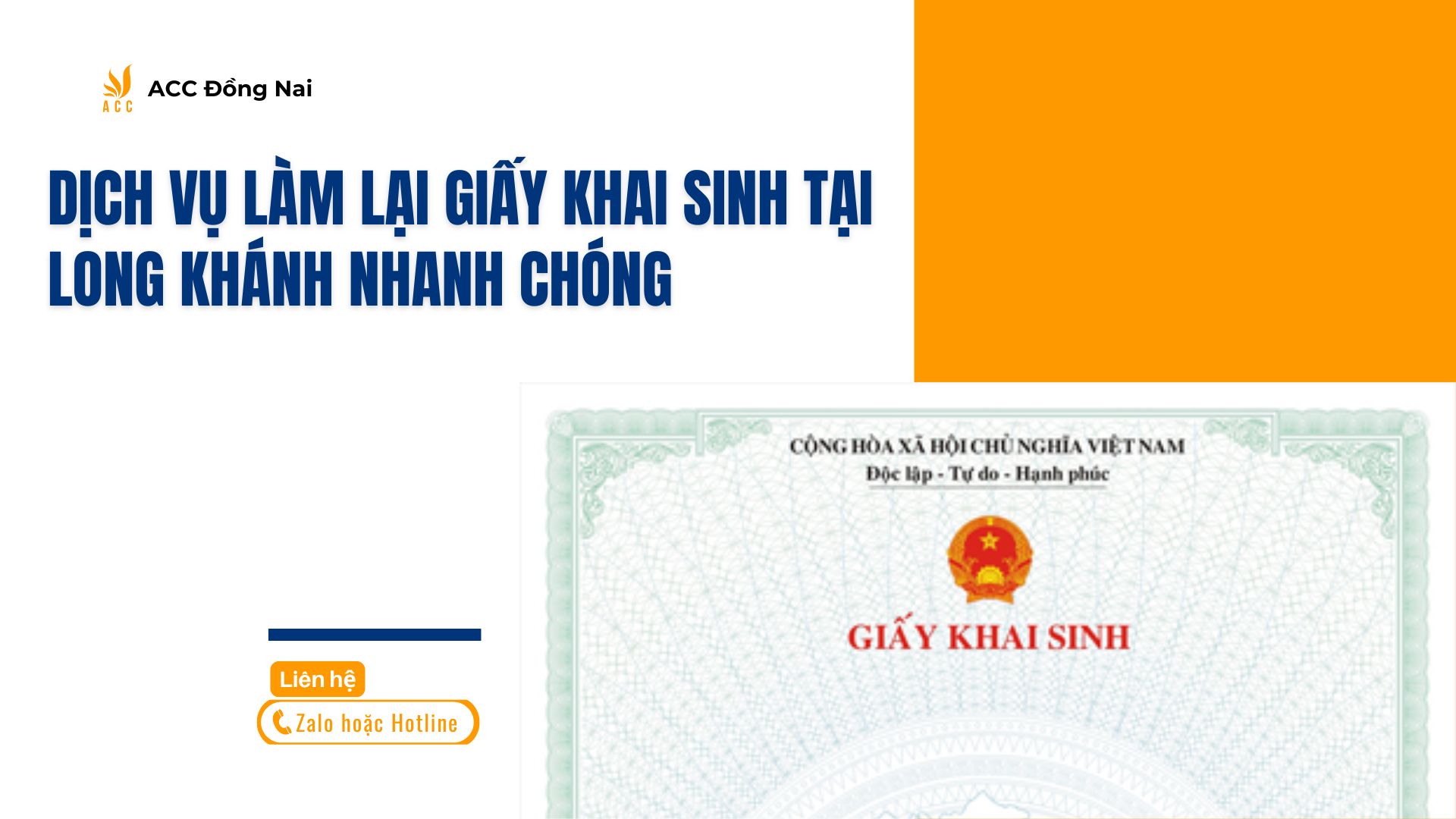 Dịch vụ làm lại giấy khai sinh tại Long Khánh nhanh chóng