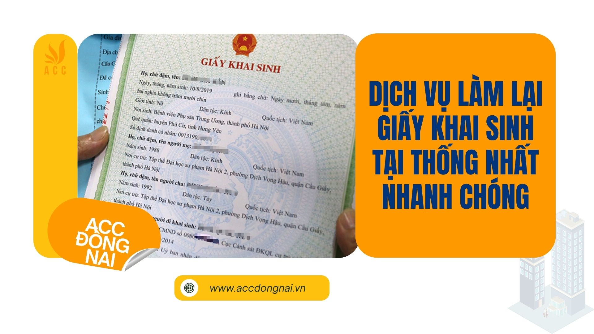 Dịch vụ làm lại giấy khai sinh tại Thống Nhất nhanh chóng