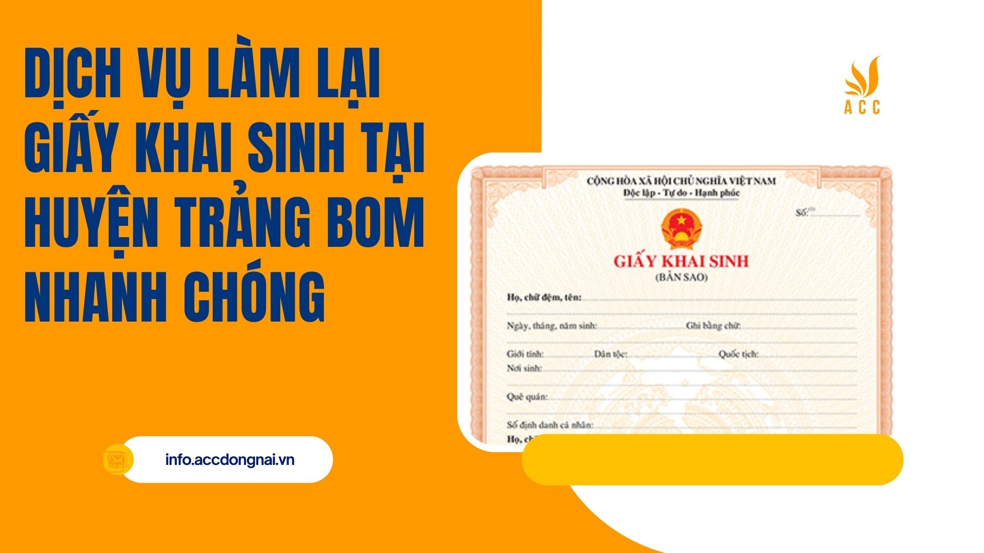 Dịch vụ làm lại giấy khai sinh tại huyện Trảng Bom nhanh chóng