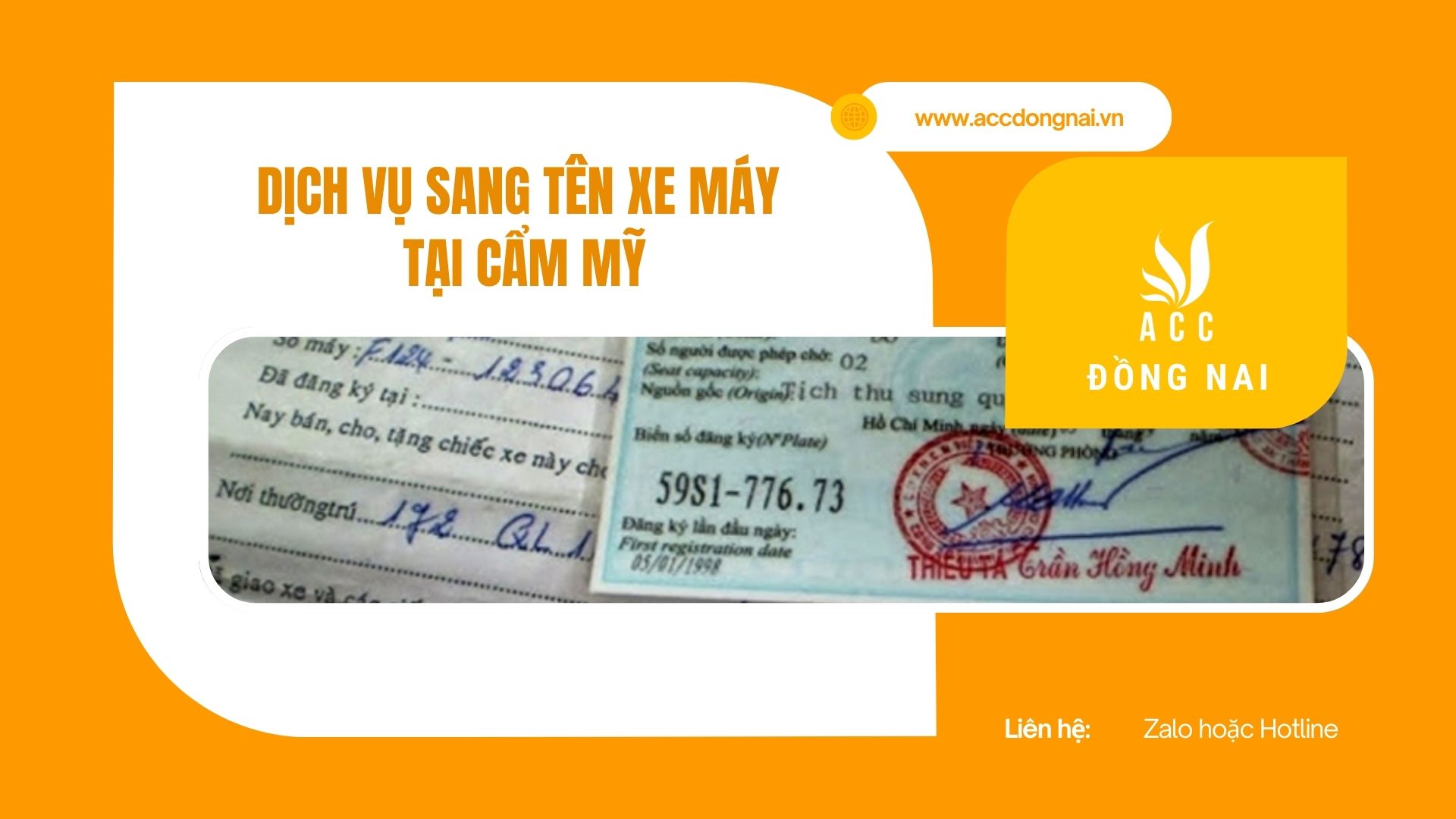 Dịch vụ sang tên xe máy tại Cẩm Mỹ