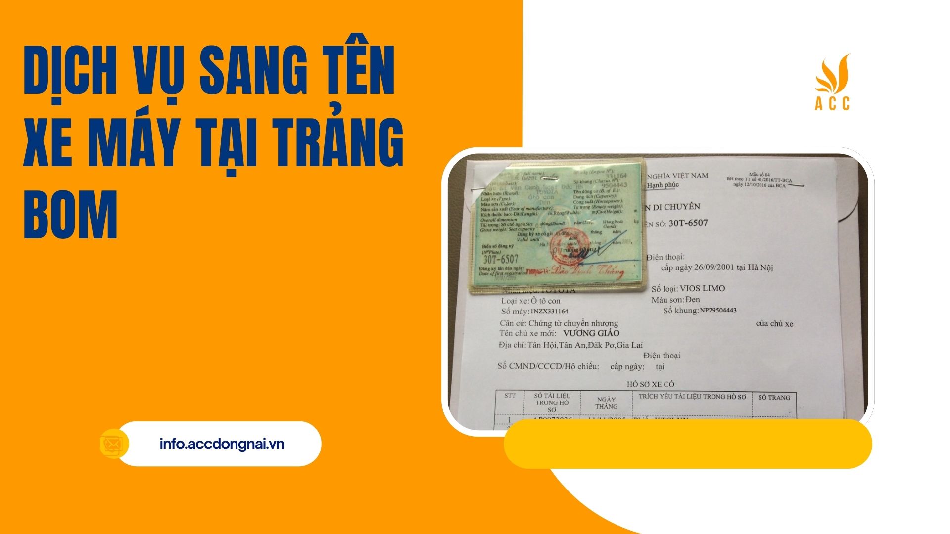 Dịch vụ sang tên xe máy tại Trảng Bom