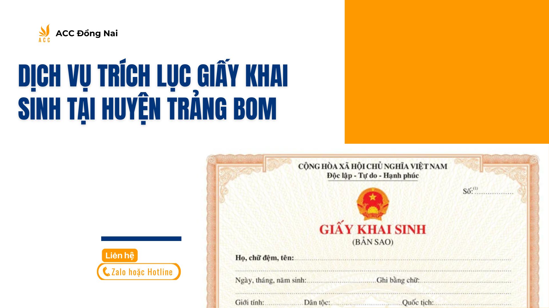 Dịch vụ trích lục giấy khai sinh tại huyện Trảng Bom