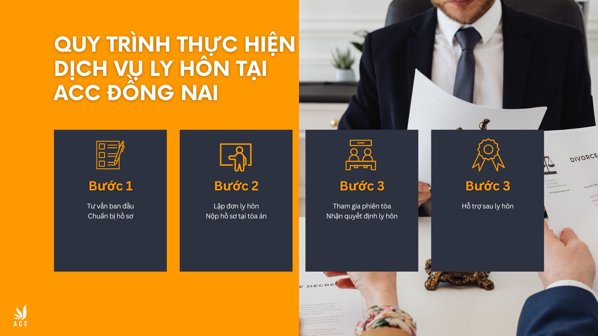 Quy trình thực hiện dịch vụ ly hôn tại ACC Đồng Nai