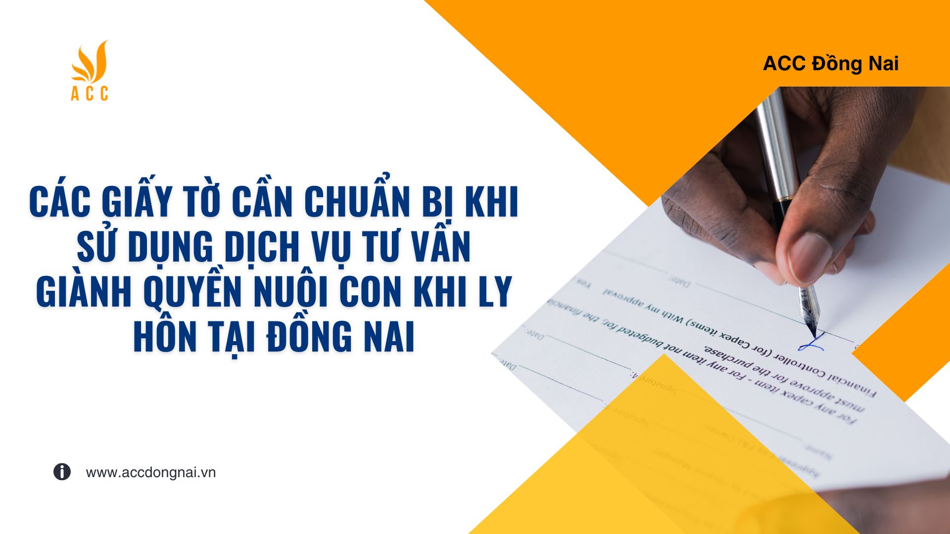 Các giấy tờ cần chuẩn bị khi sử dụng dịch vụ tư vấn giành quyền nuôi con khi ly hôn tại Đồng Nai