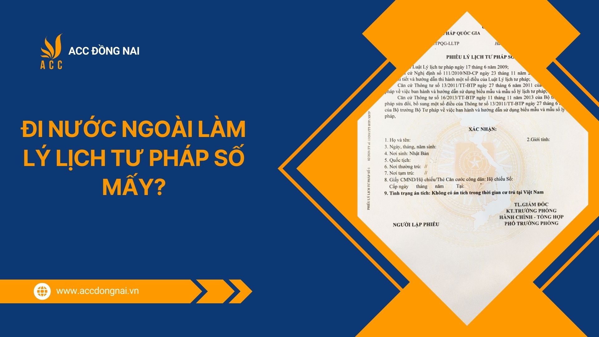 Đi nước ngoài làm lý lịch tư pháp số mấy