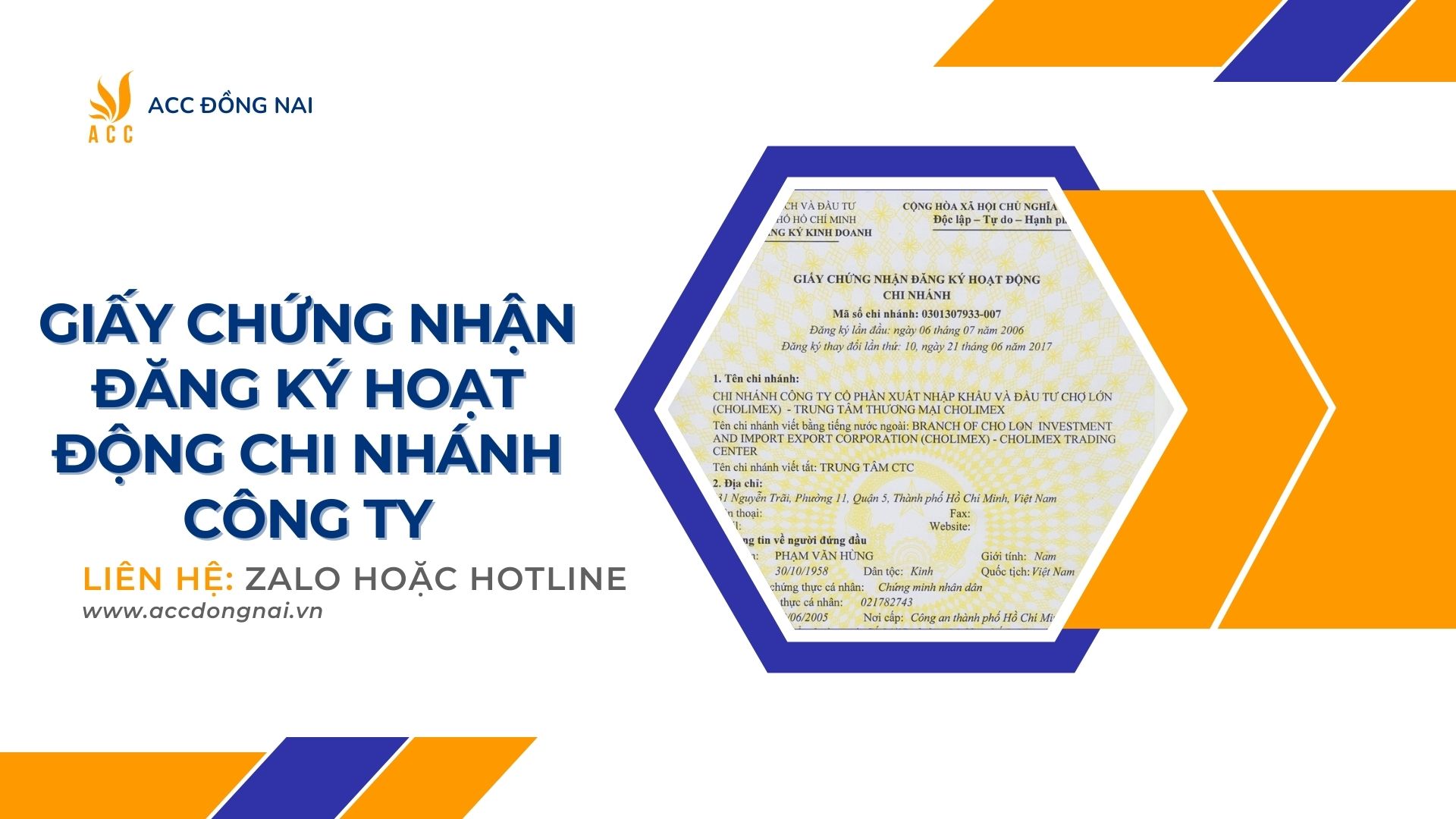 Giấy chứng nhận đăng ký hoạt động chi nhánh công ty