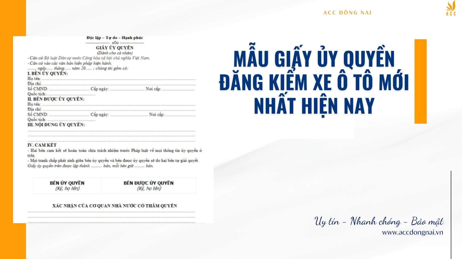 Mẫu giấy ủy quyền đăng kiểm xe ô tô mới nhất hiện nay