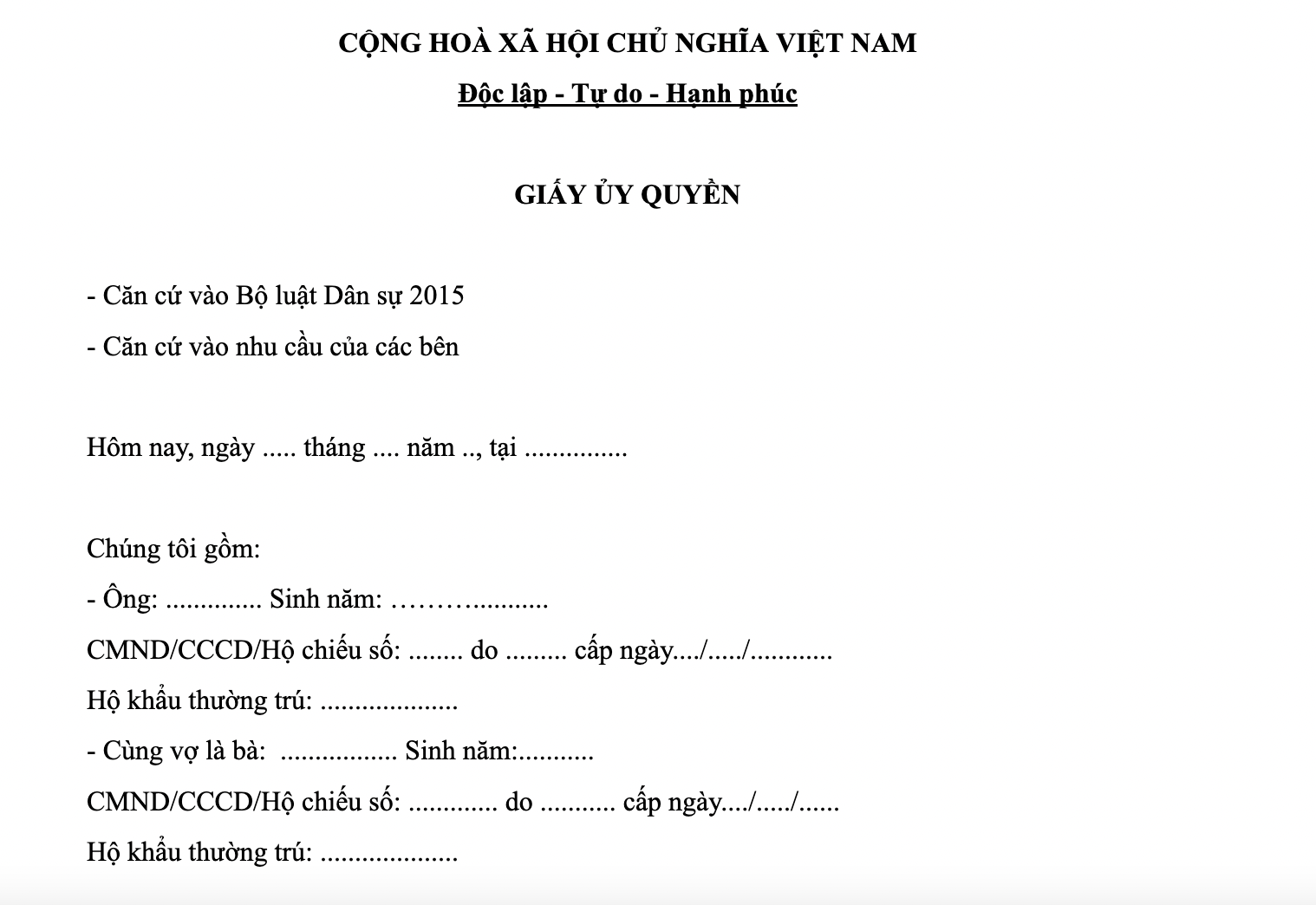 Giấy uỷ quyền