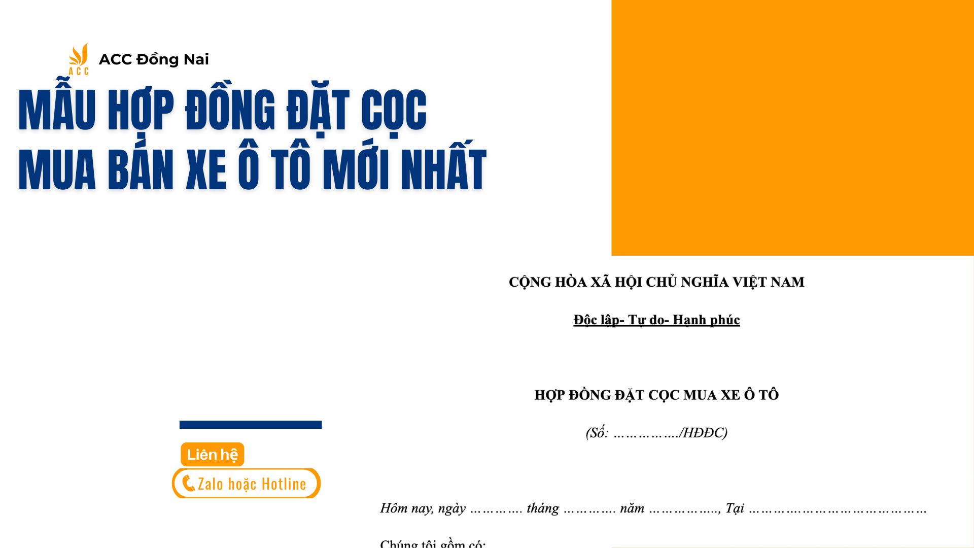 Mẫu hợp đồng đặt cọc mua bán xe ô tô mới nhất