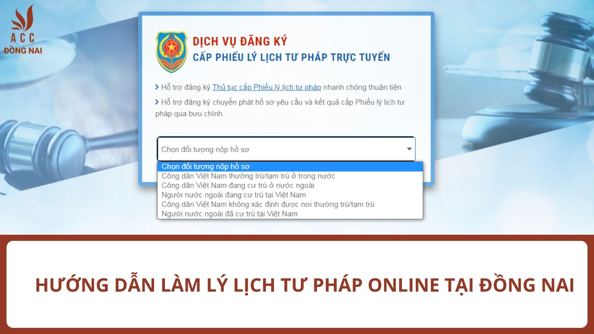 Hướng dẫn làm lý lịch tư pháp online tại Đồng Nai