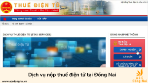 Dịch vụ nộp thuế điện tử tại Đồng Nai