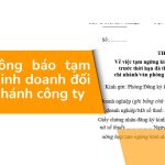 Mẫu thông báo tạm ngừng kinh doanh đối với chi nhánh công ty