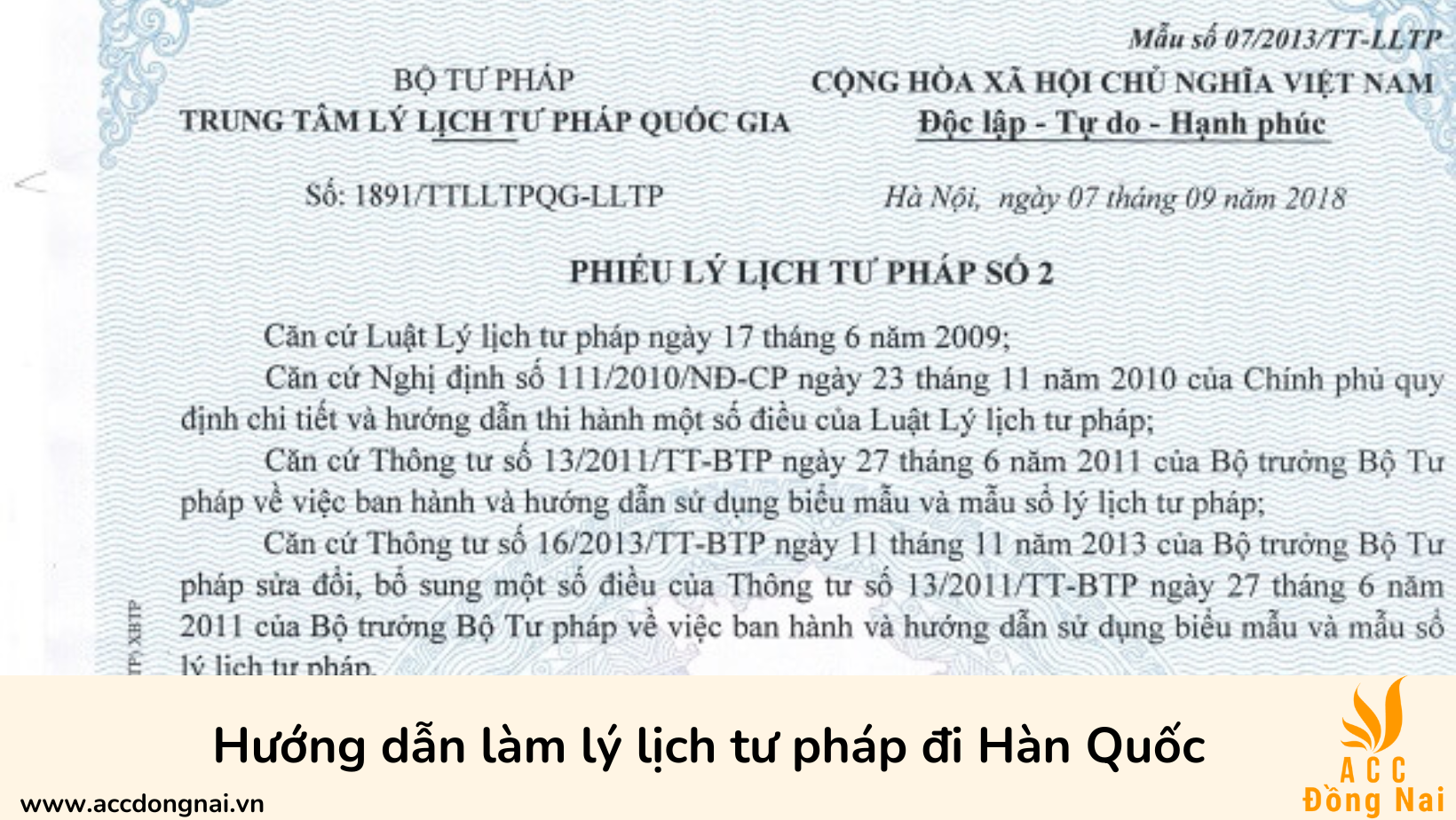 Hướng dẫn làm lý lịch tư pháp đi Hàn Quốc