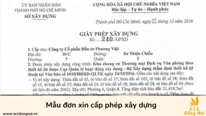 Mẫu đơn xin cấp phép xây dựng